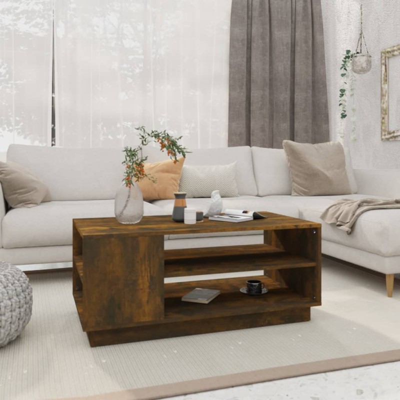 vidaXL Tavolino da Salotto Rovere Fumo 102x55x43 cm in Truciolato