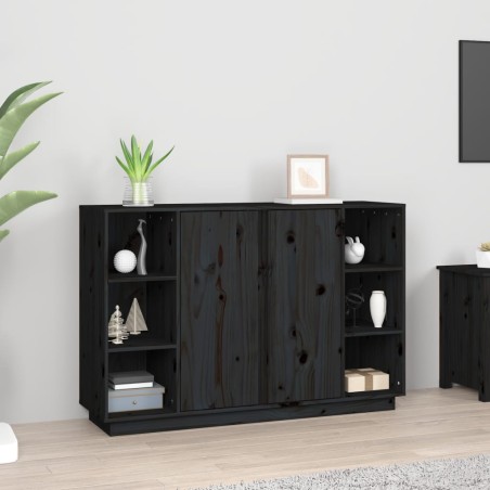 vidaXL Credenza Nera 120x35x80 cm in Legno Massello di Pino