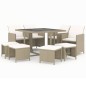 vidaXL Set da Pranzo per Giardino 9 pz con Cuscini in Polyrattan Beige vidaXL Set da Pranzo per Giardino 9 pz con Cuscini in Polyrattan Beige