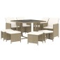 vidaXL Set da Pranzo per Giardino 9 pz con Cuscini in Polyrattan Beige vidaXL Set da Pranzo per Giardino 9 pz con Cuscini in Polyrattan Beige