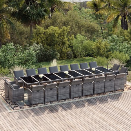 vidaXL Set da Pranzo per Giardino 21pz con Cuscini Polyrattan Grigio