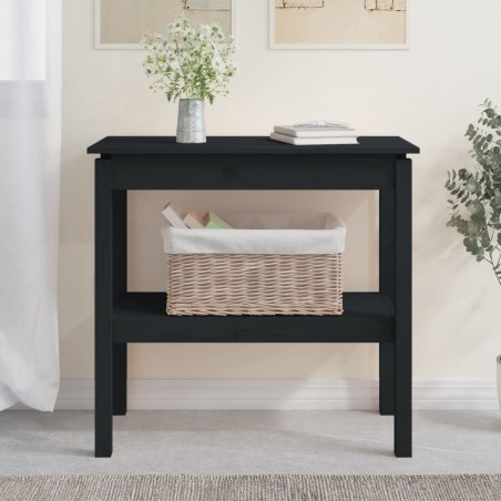 vidaXL Tavolo Consolle Nero 80x40x75 cm in Legno Massello di Pino