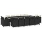 vidaXL Set da Pranzo per Giardino 15 pz con Cuscini in Polyrattan Nero