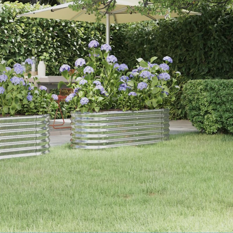 vidaXL Letto Giardino Acciaio Verniciato a Polvere 114x40x36cm Argento vidaXL Letto Giardino Acciaio Verniciato a Polvere 114x40x36cm Argento