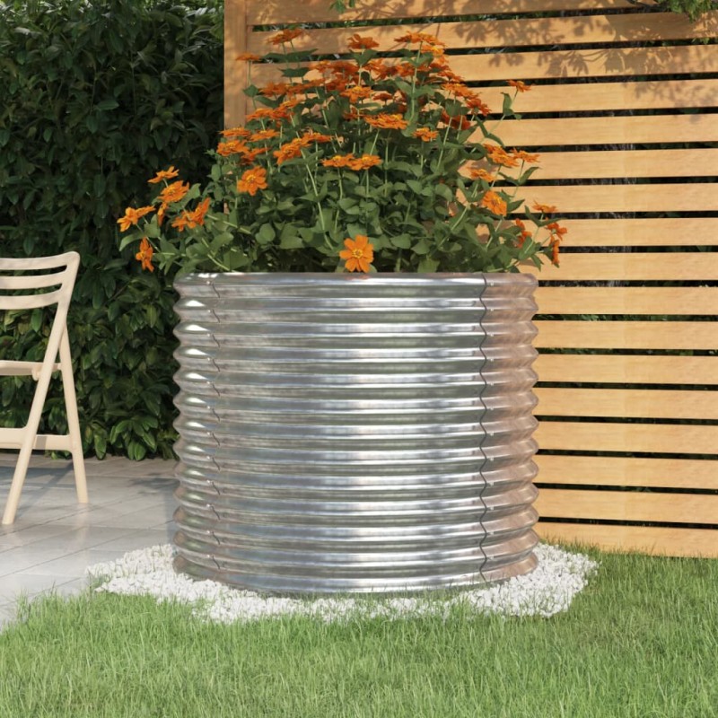 vidaXL Vaso Giardino Acciaio Verniciato a Polvere 80x80x68 cm Argento vidaXL Vaso Giardino Acciaio Verniciato a Polvere 80x80x68 cm Argento