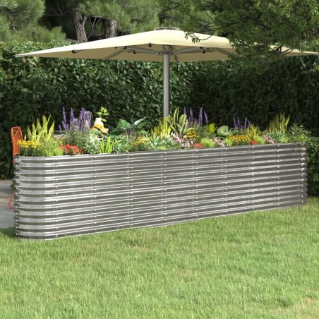 vidaXL Letto Giardino Acciaio Verniciato a Polvere 332x40x68cm Argento