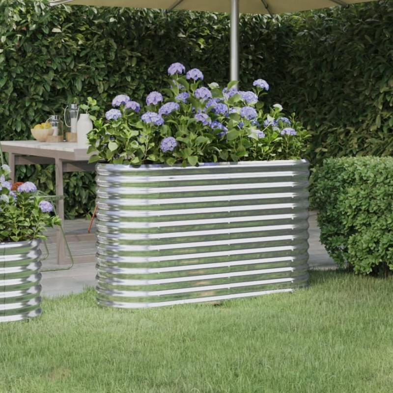 vidaXL Letto Giardino Acciaio Verniciato a Polvere 114x40x68cm Argento vidaXL Letto Giardino Acciaio Verniciato a Polvere 114x40x68cm Argento