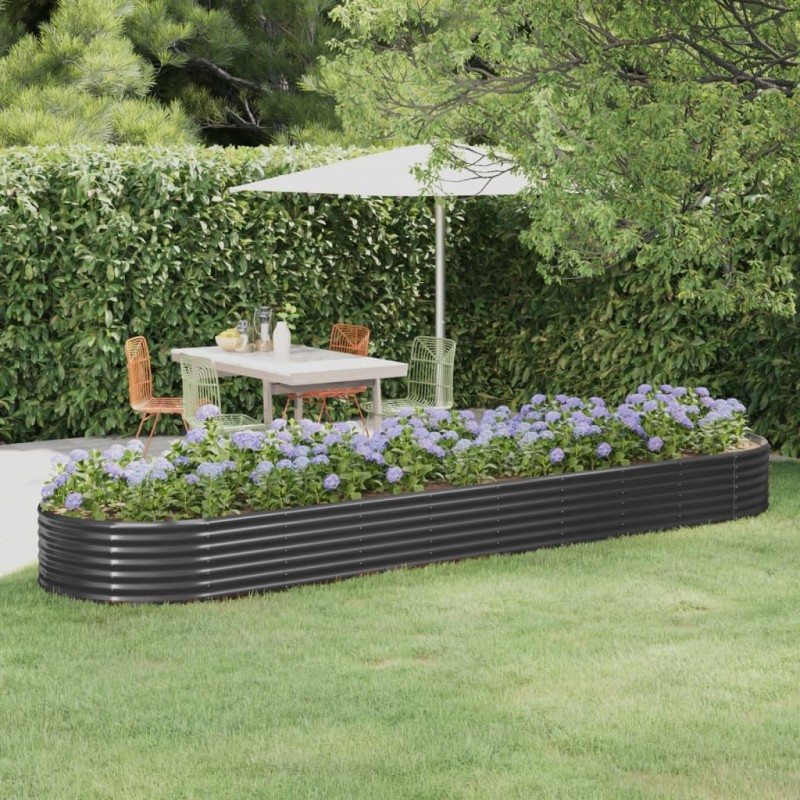 vidaXL Letto da Giardino in Acciaio a Polvere 396x100x36 cm Antracite vidaXL Letto da Giardino in Acciaio a Polvere 396x100x36 cm Antracite
