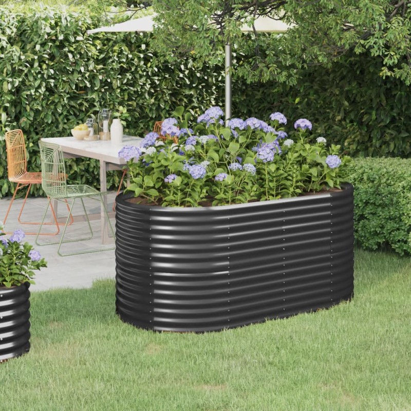 vidaXL Letto da Giardino in Acciaio a Polvere 152x80x68 cm Antracite vidaXL Letto da Giardino in Acciaio a Polvere 152x80x68 cm Antracite