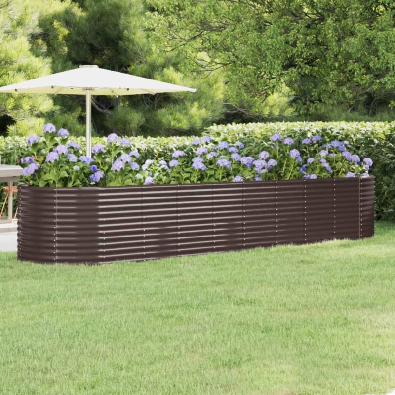 vidaXL Letto Giardino Acciaio Verniciato Polvere 396x100x68 cm Marrone vidaXL Letto Giardino Acciaio Verniciato Polvere 396x100x68 cm Marrone