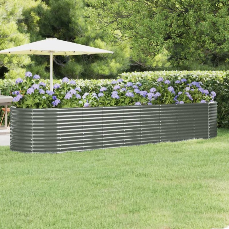 vidaXL Letto Giardino Acciaio Verniciato a Polvere 396x100x68cm Grigio vidaXL Letto Giardino Acciaio Verniciato a Polvere 396x100x68cm Grigio