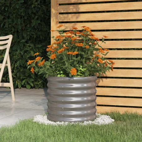 vidaXL Vaso da Giardino Acciaio Verniciato a Polvere 40x40x36cm Grigio