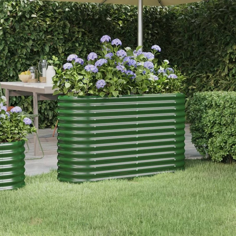 vidaXL Letto Giardino Acciaio Verniciato a Polvere 114x40x68 cm Verde vidaXL Letto Giardino Acciaio Verniciato a Polvere 114x40x68 cm Verde