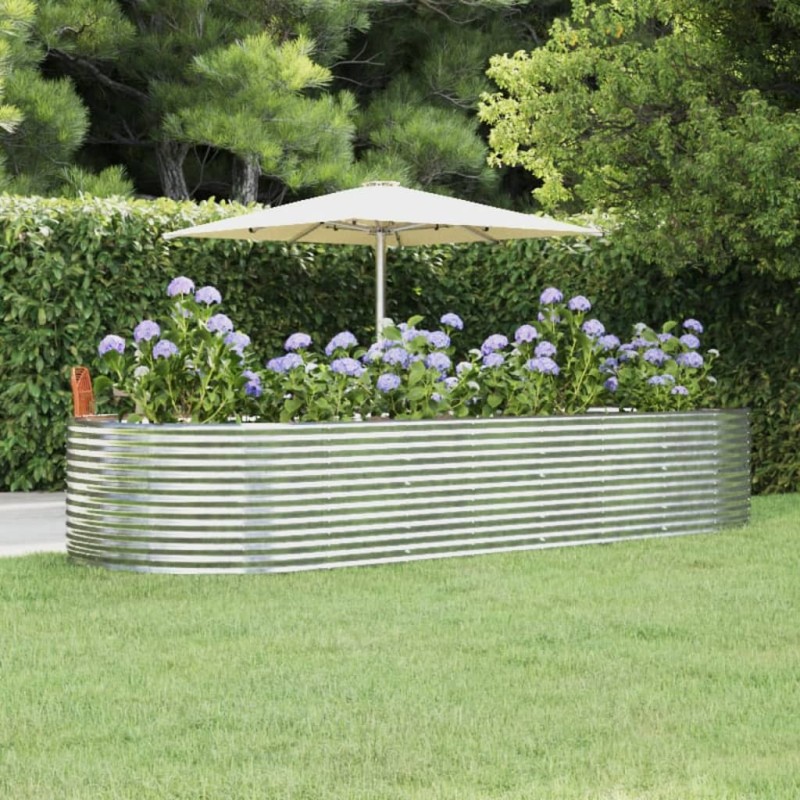 vidaXL Letto Giardino Acciaio Verniciato Polvere 367x140x68 cm Argento vidaXL Letto Giardino Acciaio Verniciato Polvere 367x140x68 cm Argento