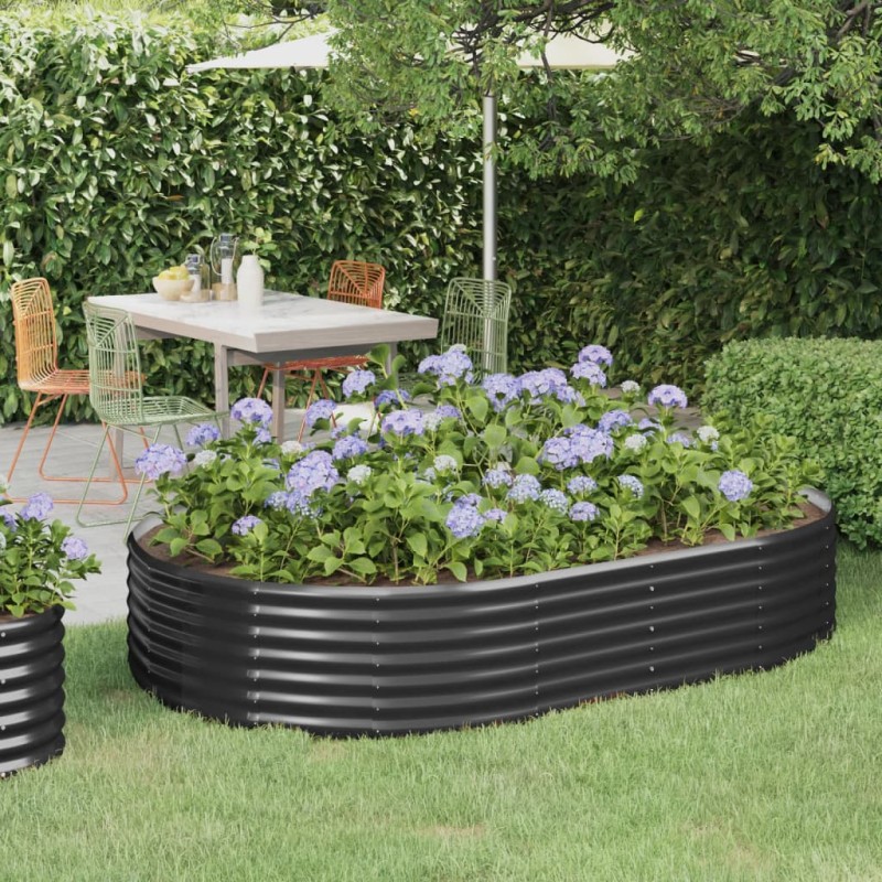 vidaXL Letto da Giardino in Acciaio a Polvere 214x140x36 cm Antracite vidaXL Letto da Giardino in Acciaio a Polvere 214x140x36 cm Antracite
