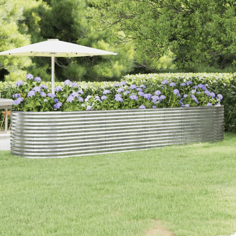 vidaXL Letto Giardino Acciaio Verniciato Polvere 396x100x68cm Argento vidaXL Letto Giardino Acciaio Verniciato Polvere 396x100x68cm Argento