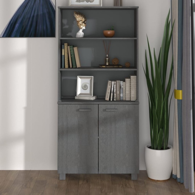 vidaXL Credenza HAMAR in Legno Massello di Pino Grigio Scuro
