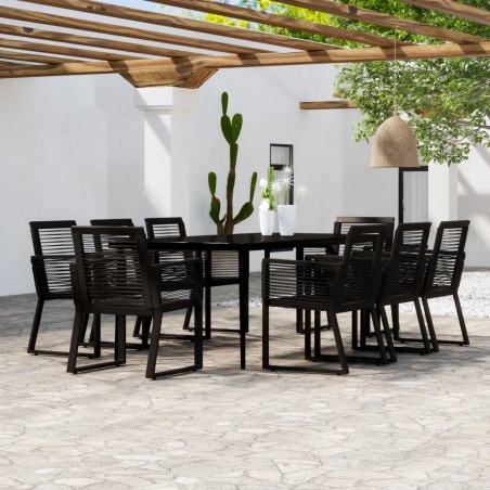vidaXL Set da Pranzo per Giardino 9 pz con Cuscini Nero