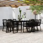 vidaXL Set da Pranzo per Giardino 9 pz con Cuscini Nero vidaXL Set da Pranzo per Giardino 9 pz con Cuscini Nero