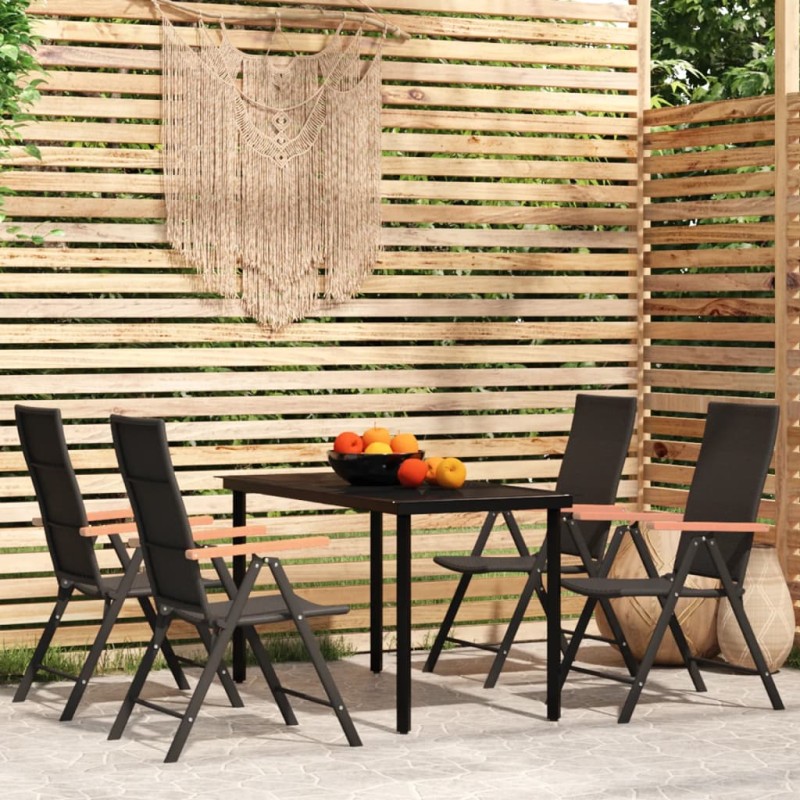 vidaXL Set da Pranzo da Giardino 5 pz Nero vidaXL Set da Pranzo da Giardino 5 pz Nero