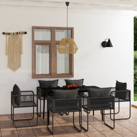 vidaXL Set Mobili da Pranzo per Giardino 7 pz Nero