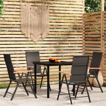 vidaXL Set Mobili da Pranzo per Giardino 5 pz Nero