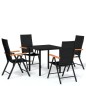 vidaXL Set Mobili da Pranzo per Giardino 5 pz Nero vidaXL Set Mobili da Pranzo per Giardino 5 pz Nero