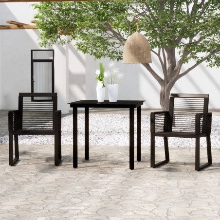 vidaXL Set Mobili da Pranzo per Giardino 3 pz Nero
