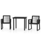 vidaXL Set Mobili da Pranzo per Giardino 3 pz Nero
