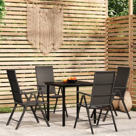 vidaXL Set Mobili da Pranzo per Giardino 5 pz Nero