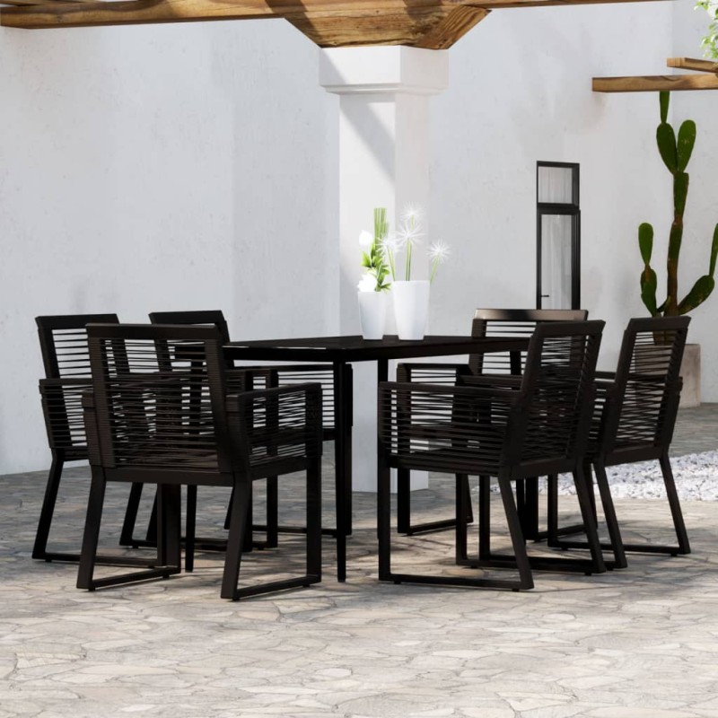 vidaXL Set Mobili da Pranzo per Giardino 7 pz Nero vidaXL Set Mobili da Pranzo per Giardino 7 pz Nero