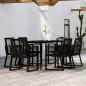 vidaXL Set Mobili da Pranzo per Giardino 7 pz Nero vidaXL Set Mobili da Pranzo per Giardino 7 pz Nero