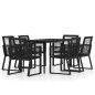 vidaXL Set Mobili da Pranzo per Giardino 7 pz Nero vidaXL Set Mobili da Pranzo per Giardino 7 pz Nero