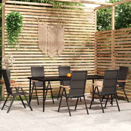 vidaXL Set Mobili da Pranzo per Giardino 7 pz Nero