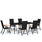 vidaXL Set Mobili da Pranzo per Giardino 7 pz Nero vidaXL Set Mobili da Pranzo per Giardino 7 pz Nero