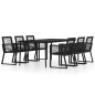 vidaXL Set Mobili da Pranzo per Giardino 7 pz Nero vidaXL Set Mobili da Pranzo per Giardino 7 pz Nero