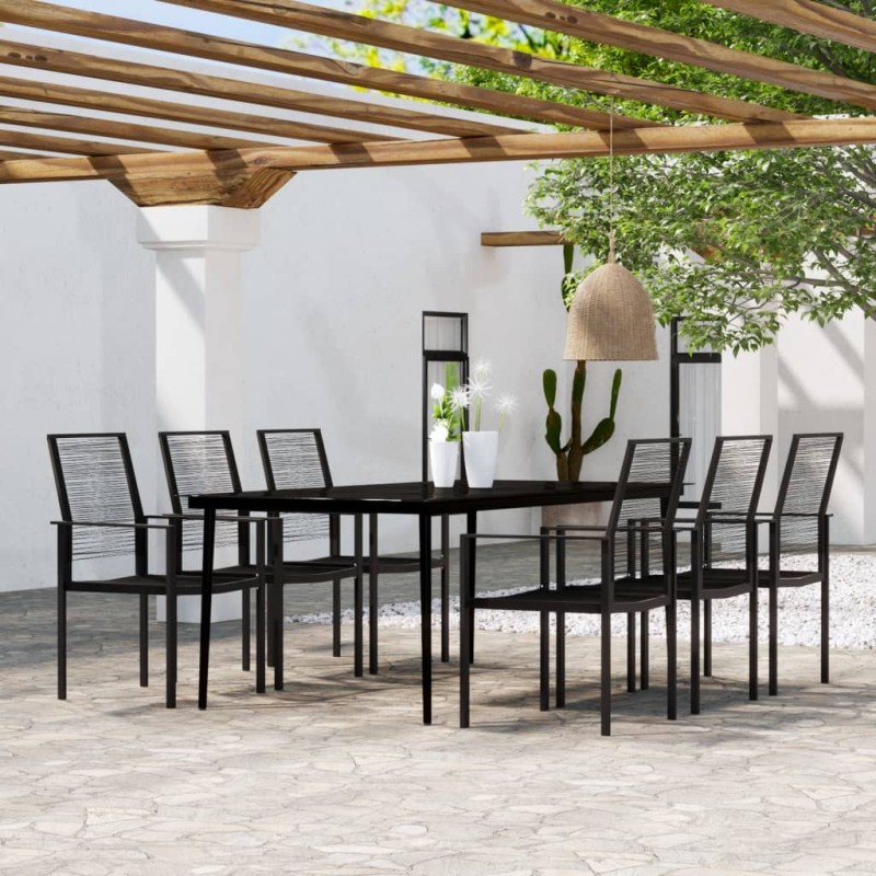 vidaXL Set Mobili da Pranzo da Giardino 7 pz Nero vidaXL Set Mobili da Pranzo da Giardino 7 pz Nero