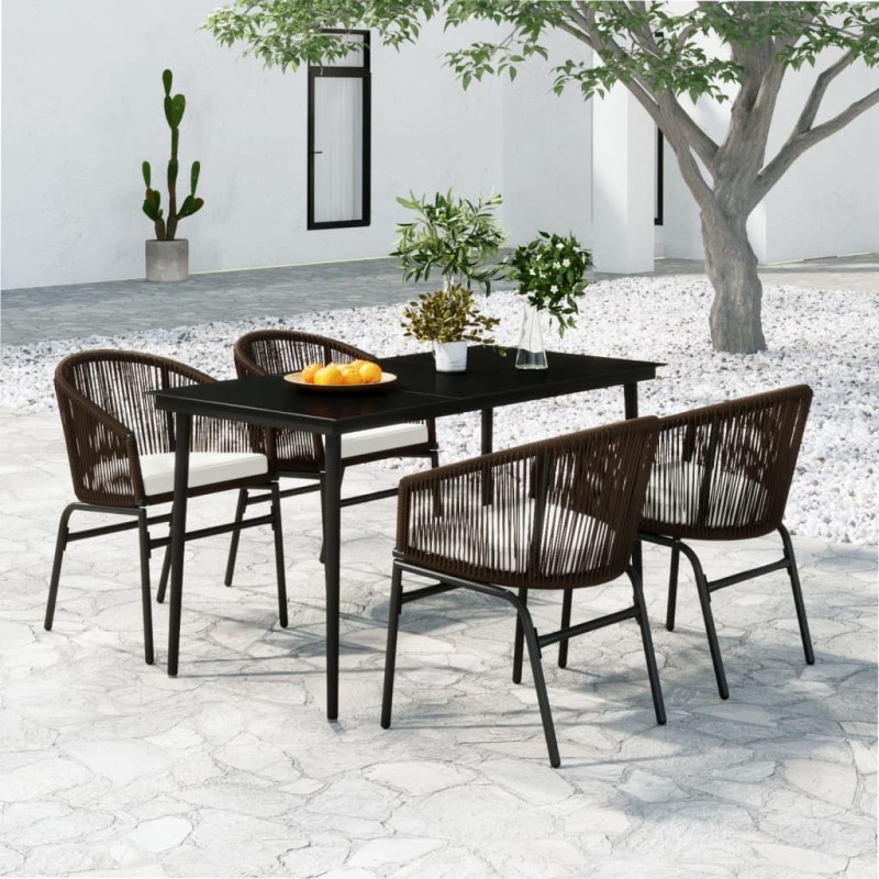 vidaXL Set Mobili da Pranzo per Giardino 5 pz Marrone vidaXL Set Mobili da Pranzo per Giardino 5 pz Marrone