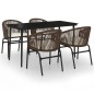 vidaXL Set Mobili da Pranzo per Giardino 5 pz Marrone vidaXL Set Mobili da Pranzo per Giardino 5 pz Marrone