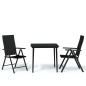 vidaXL Set Mobili da Pranzo per Giardino 3 pz Nero vidaXL Set Mobili da Pranzo per Giardino 3 pz Nero