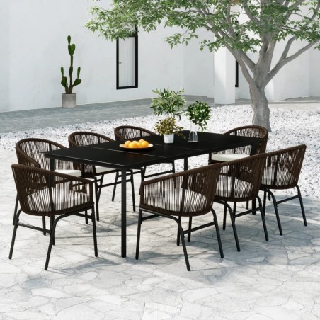 vidaXL Set Mobili da Pranzo da Giardino 9 pz Marrone