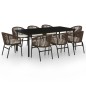 vidaXL Set Mobili da Pranzo da Giardino 9 pz Marrone