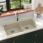 vidaXL Lavello da Cucina in Granito Vasca Doppia Beige vidaXL Lavello da Cucina in Granito Vasca Doppia Beige