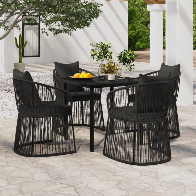 vidaXL Set da Pranzo da Giardino 5 pz con Cuscini Nero vidaXL Set da Pranzo da Giardino 5 pz con Cuscini Nero