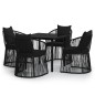 vidaXL Set da Pranzo da Giardino 5 pz con Cuscini Nero vidaXL Set da Pranzo da Giardino 5 pz con Cuscini Nero