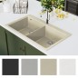 vidaXL Lavello da Cucina in Granito Vasca Doppia Beige vidaXL Lavello da Cucina in Granito Vasca Doppia Beige