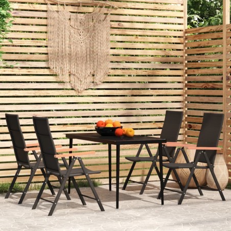 vidaXL Set da Pranzo da Giardino 5 pz Nero
