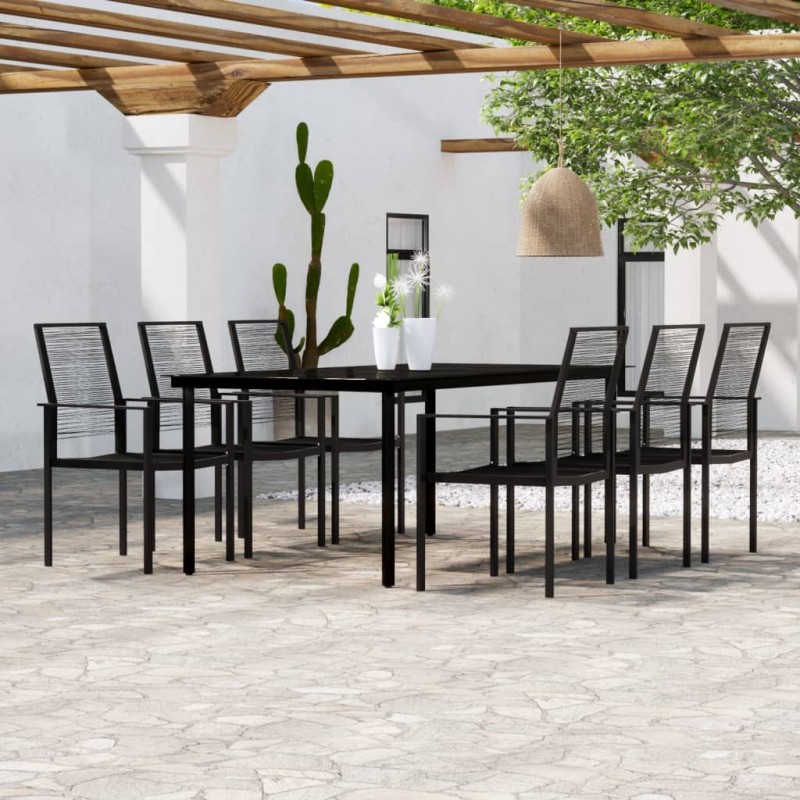 vidaXL Set Mobili da Pranzo da Giardino 7 pz Nero vidaXL Set Mobili da Pranzo da Giardino 7 pz Nero