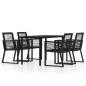 vidaXL Set Mobili da Pranzo per Giardino 5 pz Nero vidaXL Set Mobili da Pranzo per Giardino 5 pz Nero
