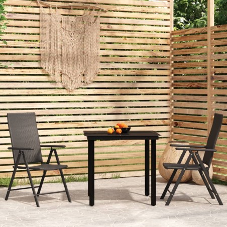 vidaXL Set Mobili da Pranzo per Giardino 3 pz Nero